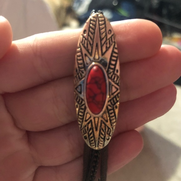 Synthetic Red Cabachon Bracelet Costume Jewlery - Picture 4 of 6